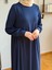 Lacivert Yandan Büzgülü Fitilli Örme Elbise 9922 5