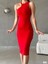 Omuz Dekolteli Midi Krep Elbise 581832 Kırmızı 2