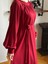 Bordo Reglan Kollu Büzgülü Elbise 5089 2
