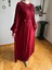 Bordo Reglan Kollu Büzgülü Elbise 5089 4