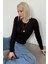 Siyah Bisiklet Yaka Slim Fit Kadın Body MG2564 5