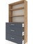 Arges Dolap 3 Raflı 3 Çekmeceli 88X30X182 Çam-Antrasit 5