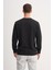 53270 Siyah Erkek Bisiklet Yaka Önü Baskılı Regular Fit Sweatshirt 3