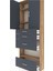 Arges Dolap 4 Raflı 4 Çekmeceli 2 Kapaklı 88X30X243 Çam-Antrasit 5
