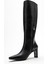 Lume Siyah Cilt Hakiki Deri Kadın Blok Topuklu Çizme 4