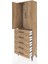 Arges Dolap Tek Raflı 5 Çekmeceli Tek Askılı 60X30X182 Çam-Çam 4