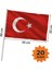 Bez Türk Bayrağı 20 Adet | Ay Yıldızlı | 20×30 cm | Tutma Saplı 1