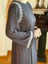 Antrasit Abaya Kol Nakışlı Medine Ipeği Elbise 5060 2