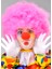 Pembe Renk Kıvırcık Afro Bonus Peruk Takma Saç ve Kırmızı Burun Seti (5263) 1