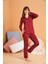 Kadın Bordo Uzun Kollu Pijama Takımı 28090 2
