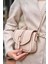 Krem Kadın Tokalı Deri Görünümlü Mini El ve Omuz Çantası 5