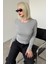 Gri Bisiklet Yaka Slim Fit Kadın Body MG2564 5