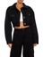 Parlak Taş Detaylı Crop Denim Ceket 9