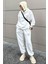 Beyaz Kapüşonlu Sırt Baskılı Kadın Eşofman Takımı MG2187 2