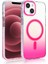 iPhone 14 Uyumlu Kılıf Toros M-Safe Şarj Özellikli Transparan Renk Geçişli Silikon Pembe 3