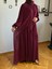 Bordo Verev Büzgülü Şifon Elbise 1006 1