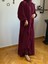 Bordo Verev Büzgülü Şifon Elbise 1006 4