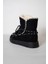 219851141-1S Kadın Yumuşak Rahat Kürklü Bot - Tekstil Süet Kışlık Siyah Bot 5