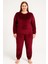 Kadın 13212-2670 Büyük Beden Kadife Pijama Takımı Mürdüm 1