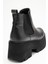 Clen Siyah Cilt Hakiki Deri Lastikli Kadın Kalın Tabanlı Bot 5
