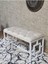 Beyaz Boyalı Içi Kareli Diktörtgen 100 cm x 40 cm Oturak Puf - Bench - Makyaj Oturağı - Oturak Krem Renk 100 x 40 Boyut/ebat 4