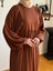 Kahverengi Balon Kollu Oversize Elbise 5096 1
