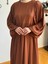 Kahverengi Balon Kollu Oversize Elbise 5096 2
