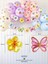 3 Parça Set Pastel Renk Kelebek Çiçek Pasta Süsü Banner ve Metalik Gold Mum Doğum Günü Parti Seti 3
