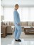 Kadın Mavi Peluş Pijama Takımı 3