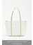 Beyaz Kadın Zımba Detaylı Pu Deri Tokalı El ve Omuz Çantası 3
