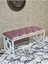 Beyaz Boyalı Içi Kareli Diktörtgen 100 cm x 40 cm Oturak Puf - Bench - Makyaj Oturağı - Oturak Pembe Renk 100 x 40 Boyut/ebat 1