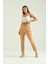 Kadın Pantolon Yüksel Bel Kemer Detay Havuç Pantolon Kahve - T016 1