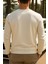 Erkek Mevsimlik Salaş Uzun Kol Krem Sweatshirt 5