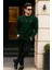 Erkek Bisiklet Yaka Göğüs Nakış Bol Yeşil Sweatshirt 5