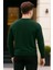Erkek Bisiklet Yaka Göğüs Nakış Bol Yeşil Sweatshirt 6