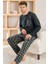 Antrasit Siyah Ekose Desenli Elegant Erkek pijama takımı 1