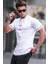 Beyaz Erkek T-Shirt Kısa Kol %100 Pamuk Slim Fit Model Yaz Sezonu 2