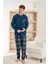 Lacivert Yeşil Ekose Desenli Elegant Erkek pijama takımı 4