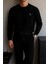 Erkek Uzun Kollu Kalın Salaş Rahat Siyah Sweatshirt 3