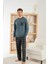 Siyah Gri Ekose Desenli Elegant Erkek pijama takımı 3