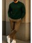 Erkek Comfort Fit Günlük Nakışlı Yeşil Sweatshirt 6