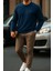 Erkek Comfort Fit Günlük Nakışlı Lacivert Sweatshirt 1