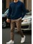 Erkek Comfort Fit Günlük Nakışlı Lacivert Sweatshirt 4