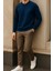 Erkek Comfort Fit Günlük Nakışlı Lacivert Sweatshirt 6