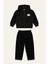Erkek Çocuk Kapşonlu Fermuarlı Polar Ikili Takım - Siyah 1