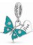 925 Ayar Gümüş Zarif Ay Işığı Turkuaz Kelebek Gümüş Charm 1