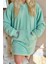 Mint Yeşili Kapşonlu Tam Peluş Oversize Sweat Panço Pijama 5