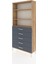 Arges Dolap 3 Raflı 5 Çekmeceli 88X30X182 Çam-Antrasit 3