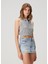 Gri Crop Polo Bluz 3