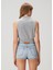 Gri Crop Polo Bluz 4